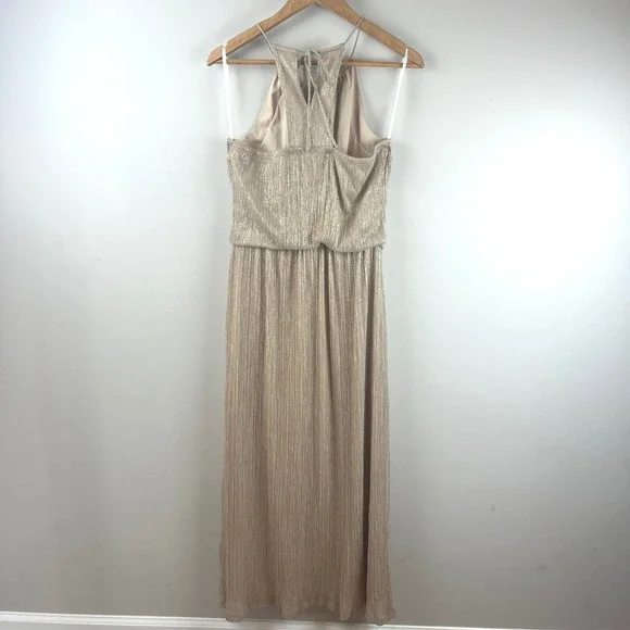 EN FOCUS STUDIO GOLD METALLIC SLEEVELESS MAXI DRESS 14 - Picture 4 of 7